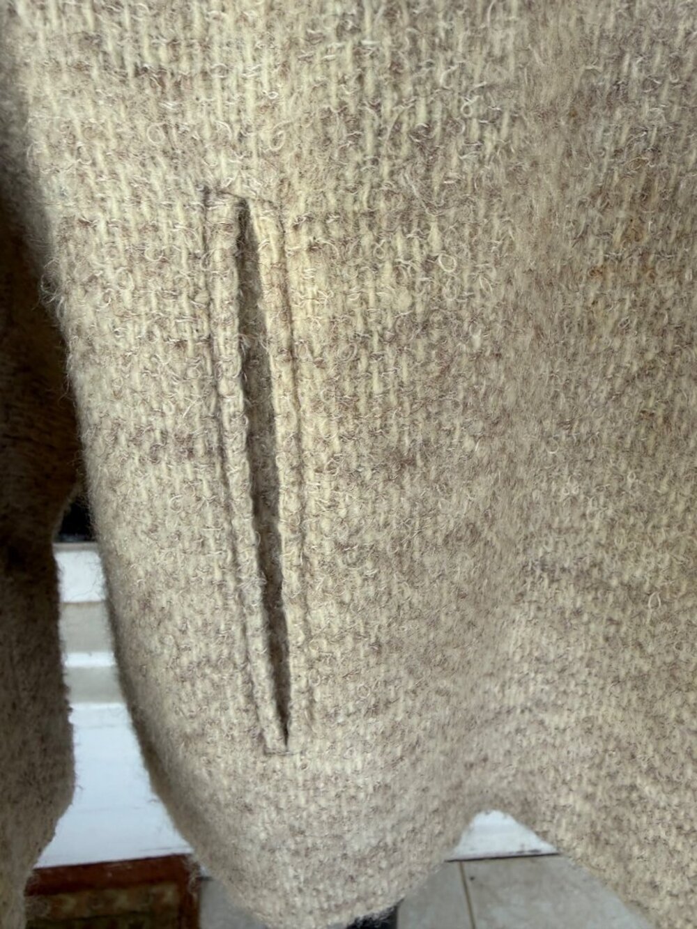 Vintage 50s "A Present Vogue" Short Wool Open Overcoat Beige M/L - Picture 10 of 16